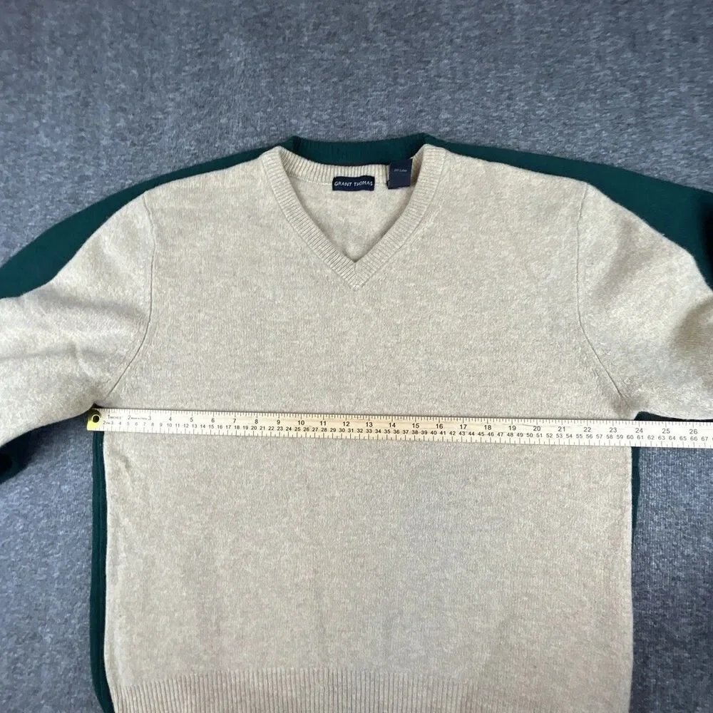 Lot of 2 100% Pure Wool Sweaters Mens Sz L Geoffrey Beene Beige/Green VTG 90’ - Picture 8 of 10